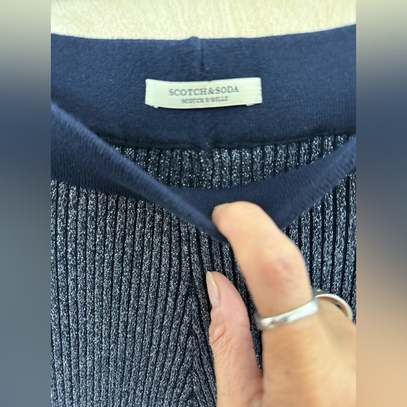 Scotch & Soda Navy And Silver “Quinn” Ribbed Knit Pants - Picture 9 of 16